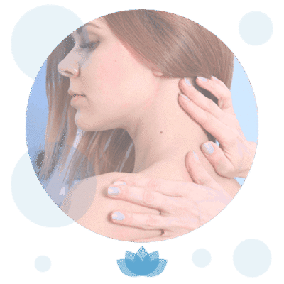 Woman touching neck and shoulder with gentle hands