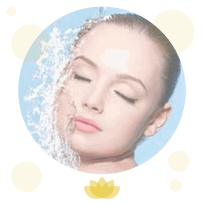 Woman face skincare treatment with exfoliating powder mask