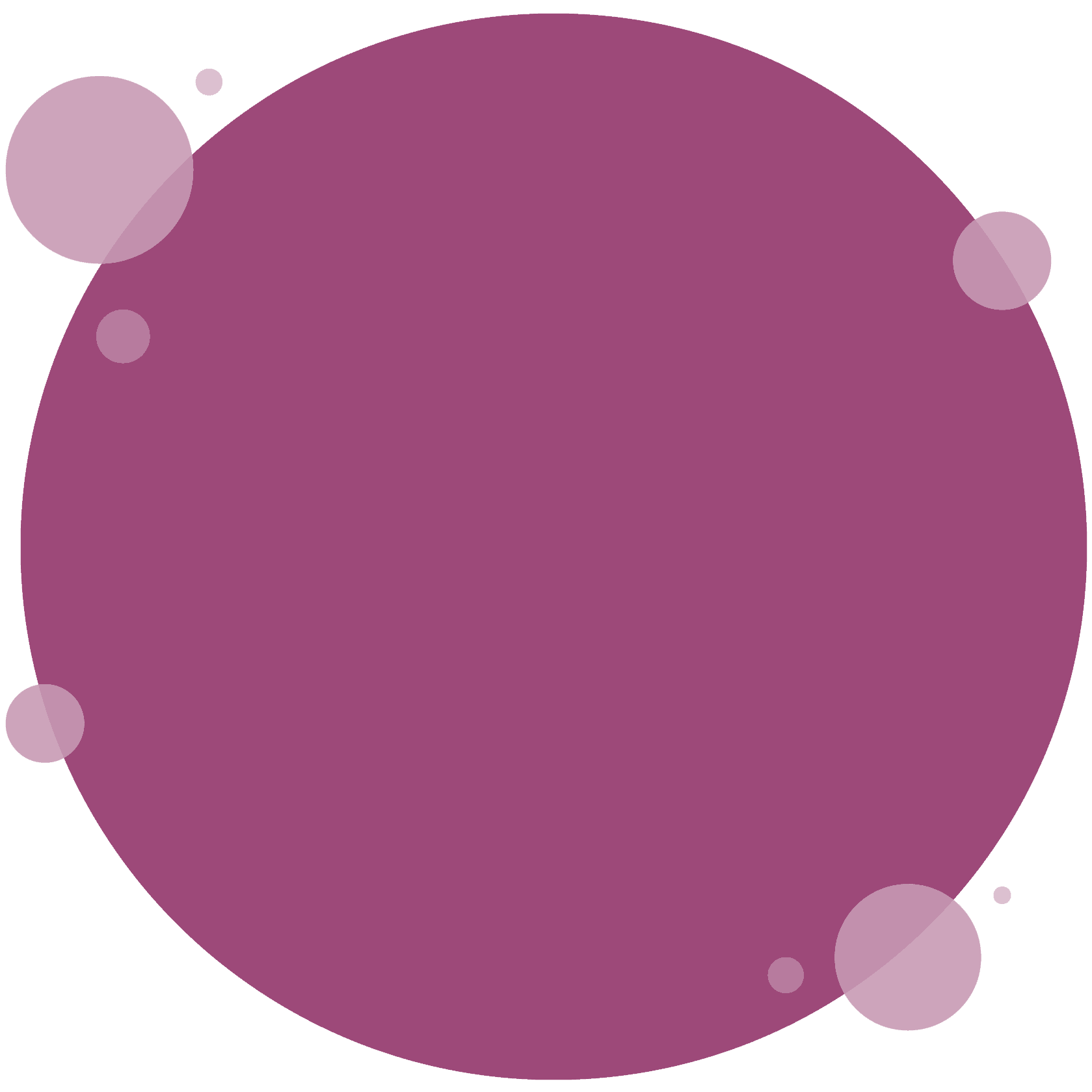 Abstract purple circle with decorative pink bubbles