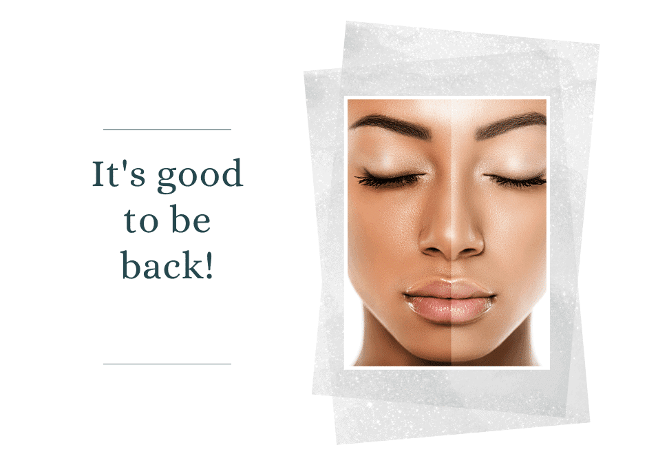 Beauty skincare welcome message with woman's face