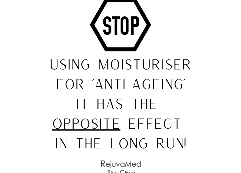 Stop sign warning against using moisturiser for anti-ageing