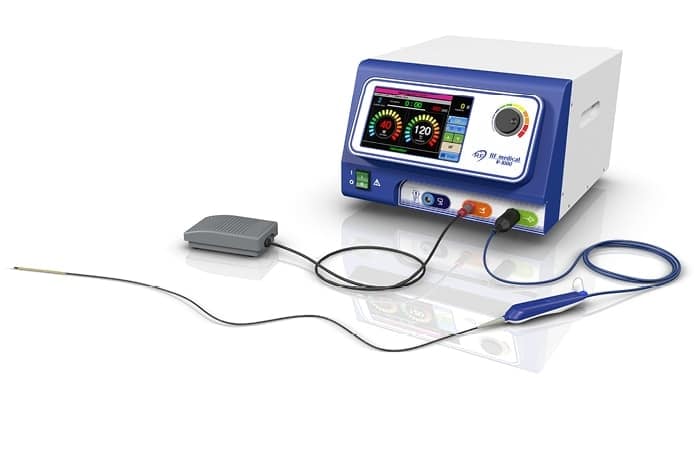 RejuvaMed Health & Wellness | Vein Treatments Medical laser therapy device with blue console and control probe