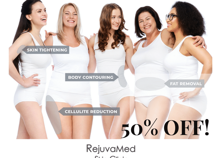 Women displaying skin tightening, body contouring, fat removal, cellulite reduction treatments