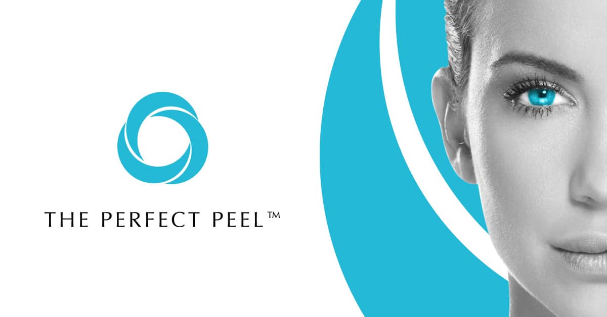 The Perfect Peel skincare brand logo with woman portrait
