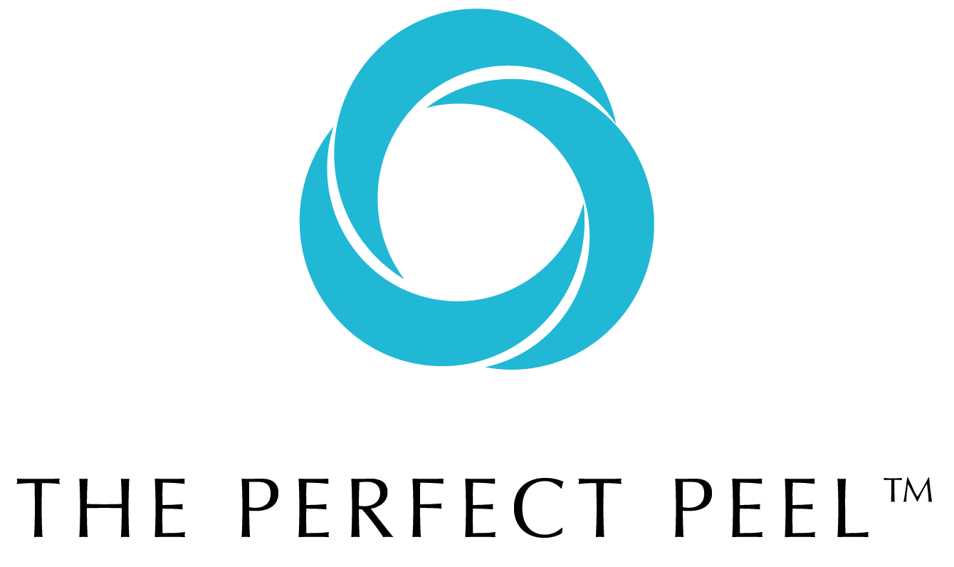 The Perfect Peel turquoise circular logo trademark