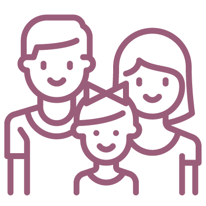 Family of three people with simple smiling faces illustration