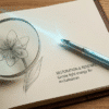 CO₂ Laser Vaginal Rejuvenation Magnifying glass examining flower sketch with pen on notebook