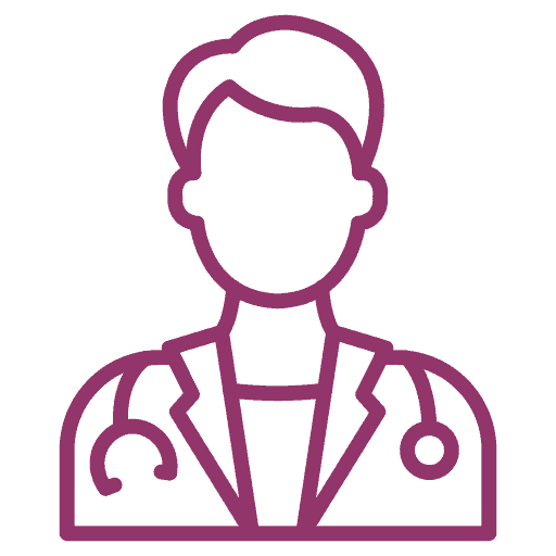 RejuvaMed Health & Wellness | Vasectomy Purple outline icon of a female healthcare professional doctor