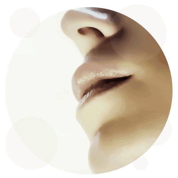 Close-up profile of smooth, glowing skin and lips
