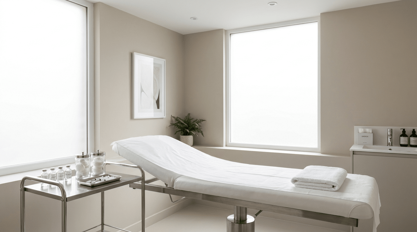 Treatment room prepared for polynucleotide treatment at RejuvaMed in Clitheroe, Lancashire